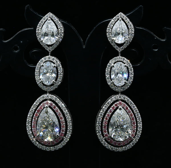 Triple Halo Solitaire 9.8 Carat Big Rock Earrings